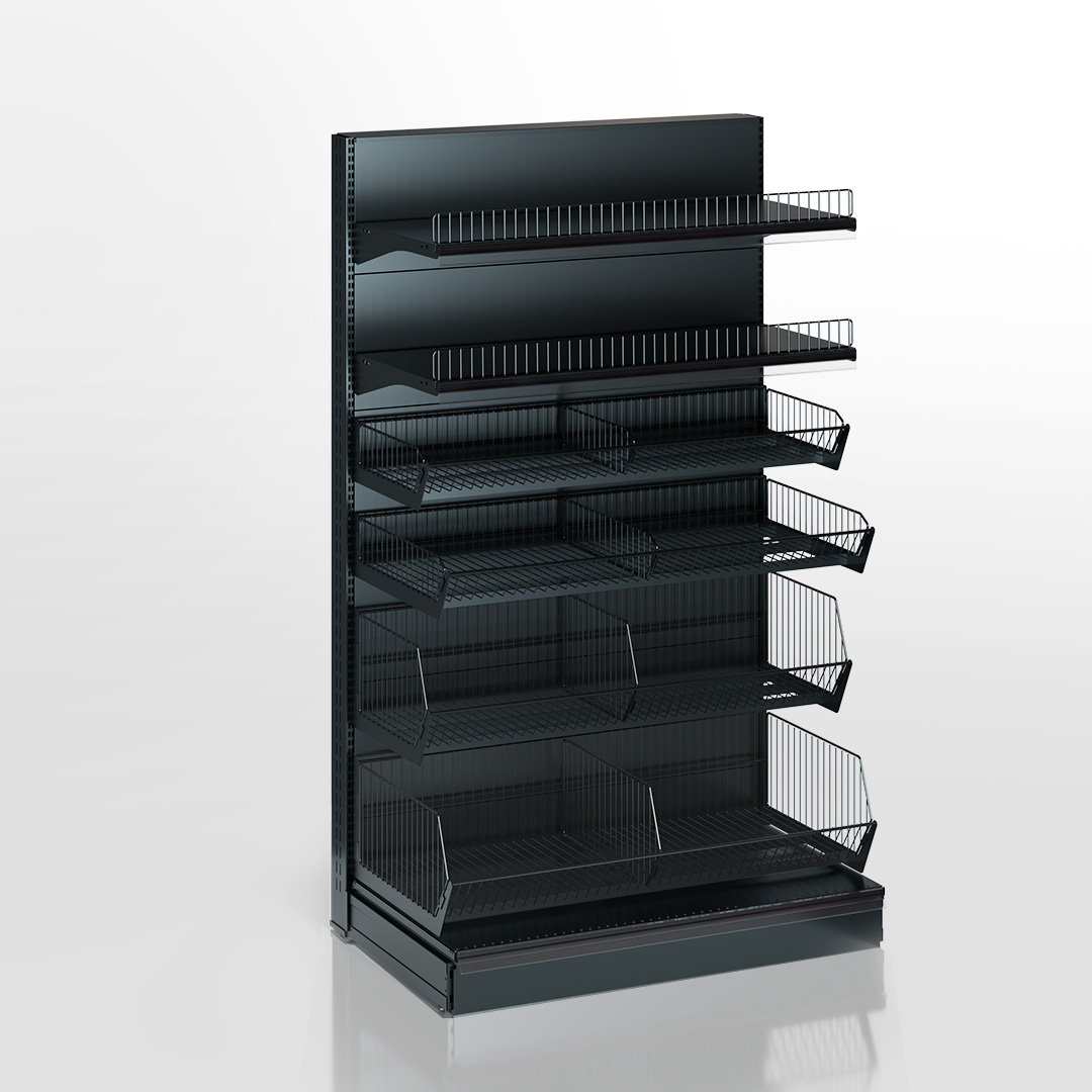 Wall shelving with baskets