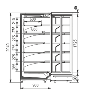 Multideck cabinets Indiana 2 MV 090 MT D 205-DLM-IS90