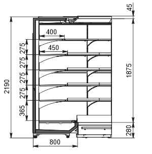 Multideck cabinets Indiana 2 MV 080 MT O 205-DLM-IS90 Multideck cabinets Indiana 2 MV 080 MT O 205-DLM-IS90