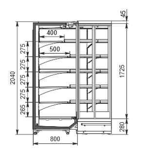 Multideck cabinets Indiana 2 MV 080 MT D 205-DLM-IS90