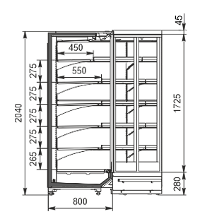 Multideck cabinets Indiana 2 MV 080 MT D 205-DLM-IS90