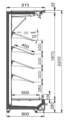 Multideck cabinet Indiana 2 MV 080 FV O 220-DLM