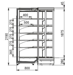 Multideck cabinets Indiana 2 MV 080 MT D 220-DLM-IS90