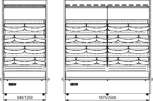 Multideck cabinets Indiana medium AV 070 FV O 210 DLA (option) Multideck cabinets Indiana medium AV 070 FV O 210 DLM/DLA (option)