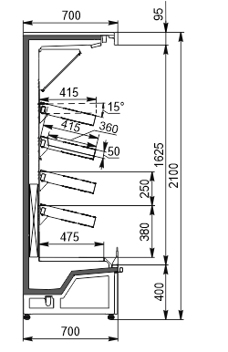 Multideck cabinets Indiana medium AV 070 FV O 210 DLA (option) Multideck cabinets Indiana medium AV 070 FV O 210 DLM/DLA (option)