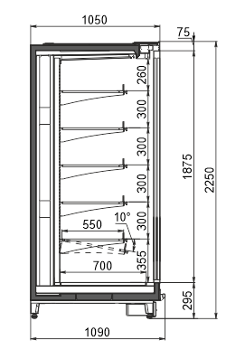 Refrigerated multideck cabinets Louisiana 5 MV 105 MT D 225-DLM