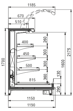 Refrigerated semi-vertical cabinets Louisiana eco MSV 115 MT O 170-DLM