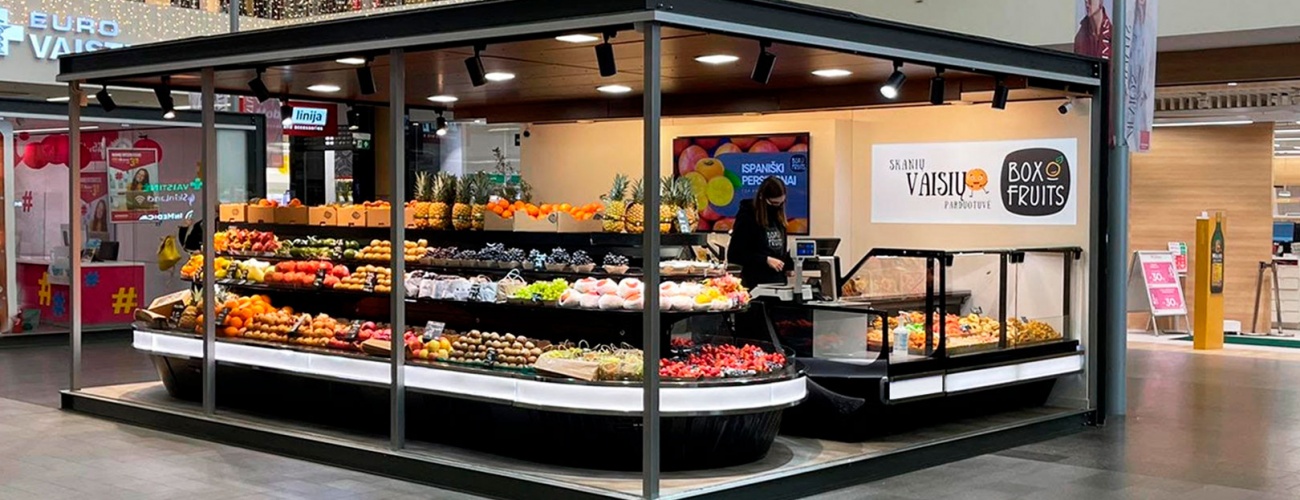 Minimarket in the shopping mall (Lithuania)