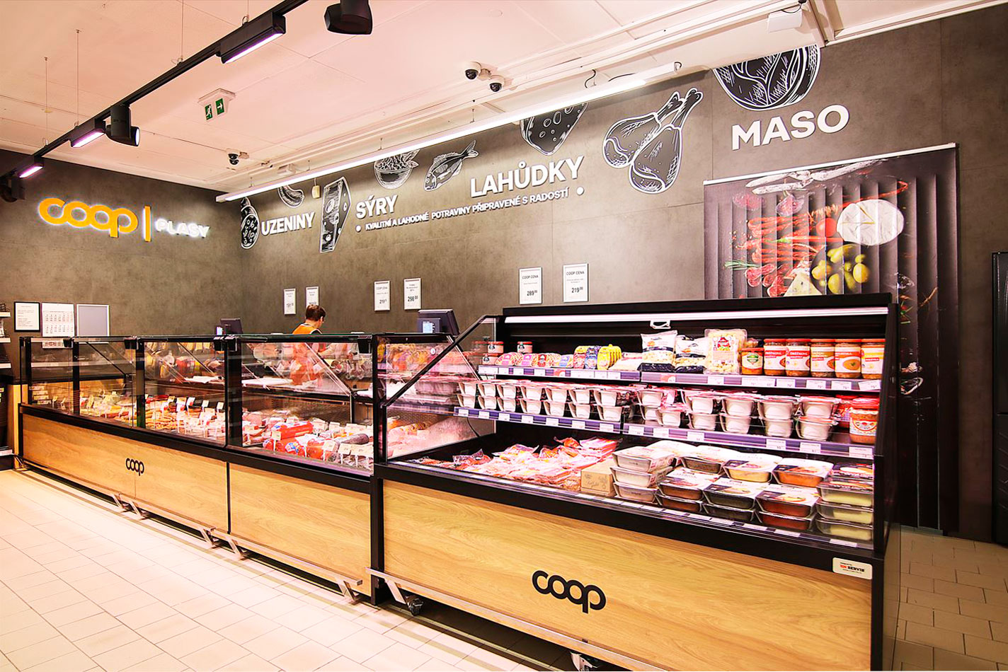 Refrigerated counters Мissouri MС 120 deli PS 130-DBM, Missouri MC 120 cascade self 130-DLM, convenience store COOP, Czech Republic Refrigerated counters Мissouri MС 120 deli PS 130-DBM, Missouri MC 120 cascade self 130-DLM, convenience store COOP, Czech Republic