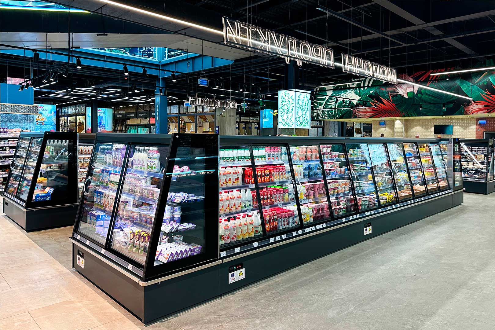 Supermarket Food Market, Ukraine Semi-vertical cabinets Indiana eco ASV 070 MT D 160-DLM, supermarket Food Market, Kyiv