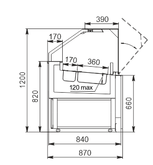 Specialized counter for soft-serve ice-cream sales Missouri AC 084 ice cream OS 120-DLA