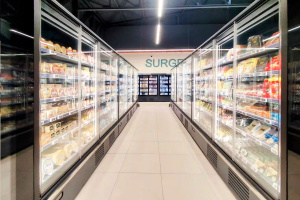 Multideck cabinets Indiana medium AV 070 MT D 210-DLA, supermarket E.Leclerc, France
