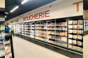 Multideck cabinets Indiana medium AV 070 MT D 210-DLA, supermarket E.Leclerc, France