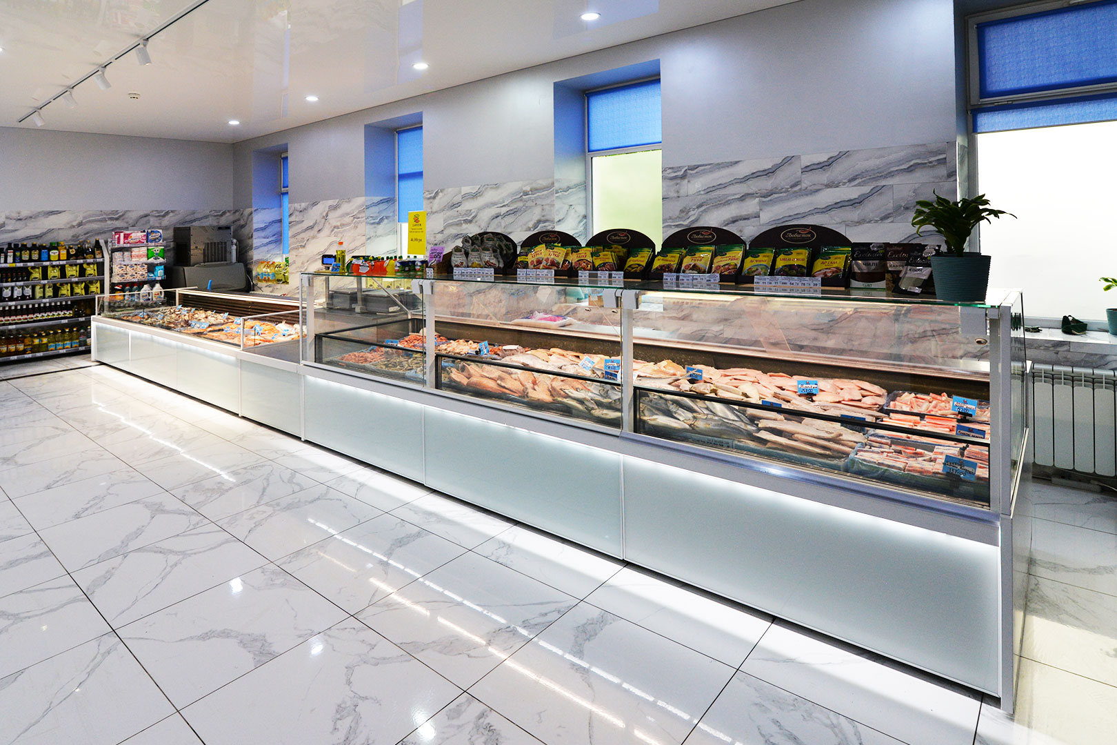 Low-temperature cabinets Missouri MC 120 LT PS 130-DLM, Missouri MC 120 LT self 086-DLM, neutral module Missouri NC 120 cash desk 085, Dary Morya market, Ukraine Low-temperature cabinets Missouri MC 120 LT PS 130-DLM, Missouri MC 120 LT self 086-DLM, neutral module Missouri NC 120 cash desk 085, Dary Morya market, Ukraine