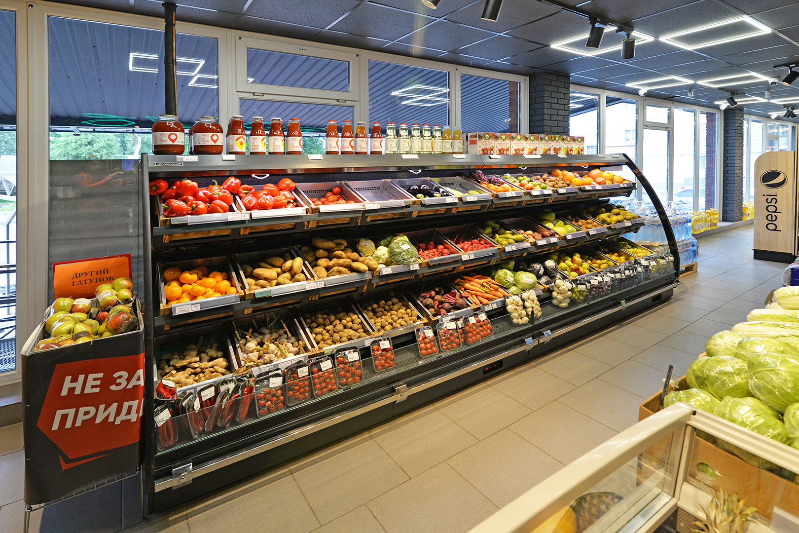 Semi-vertical cabinets Louisiana eco MSV 105 VF O 160-DLM, Food House supermarket, Ukraine Semi-vertical cabinets Louisiana eco MSV 105 VF O 160-DLM, Food House supermarket, Ukraine