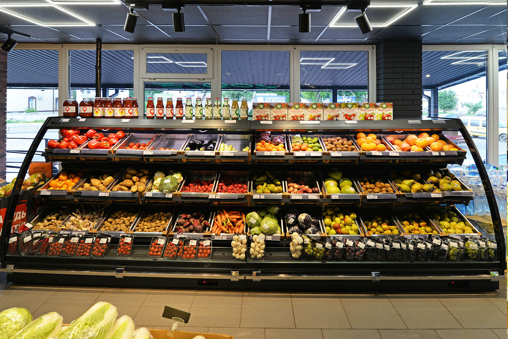 Semi-vertical cabinets Louisiana eco MSV 105 VF O 160-DLM, Food House supermarket, Ukraine Semi-vertical cabinets Louisiana eco MSV 105 VF O 160-DLM, Food House supermarket, Ukraine