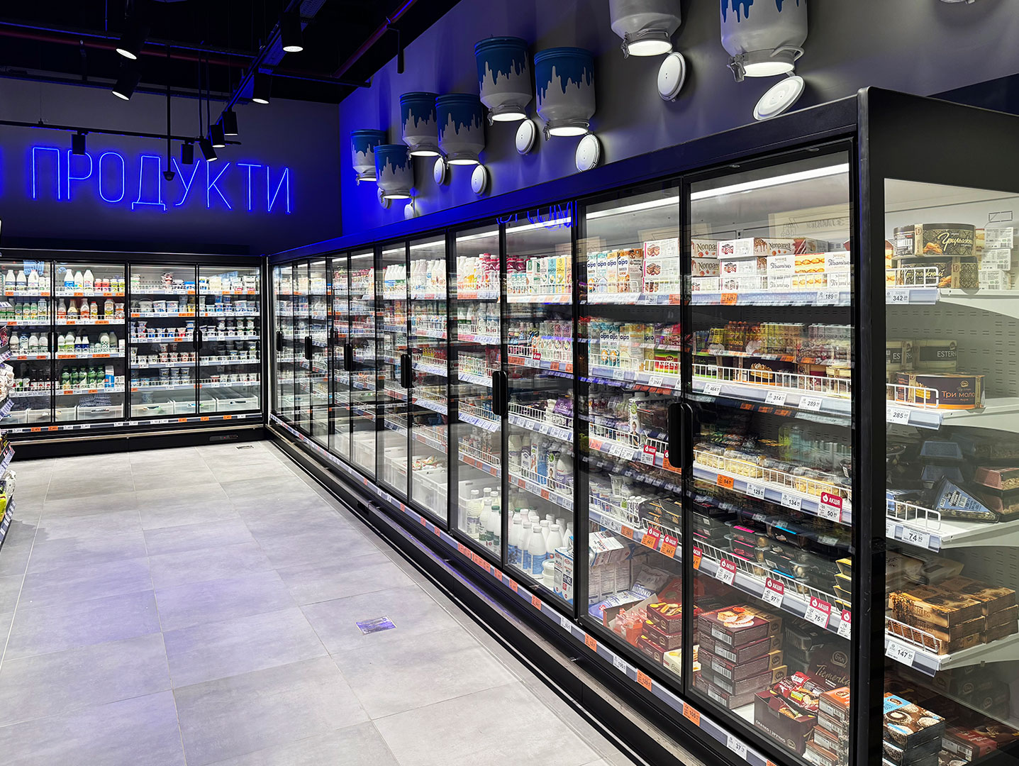 Multideck cabinets Louisiana MV 105 MT D 210-DLM, Louisiana MV 090 LT D 210-DLM-250, Varus supermarket, Ukraine Multideck cabinets Louisiana MV 105 MT D 210-DLM, Louisiana MV 090 LT D 210-DLM-250, Varus supermarket, Ukraine