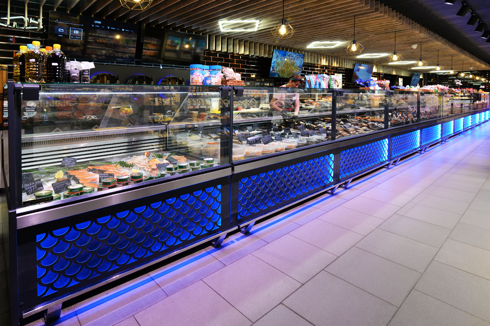 Refrigerated counters Missouri MC 120 fish PS 130-SLM, Missouri MC 120 deli PS 130-DBM, Food House supermarket, Ukraine Refrigerated counters Missouri MC 120 fish PS 130-SLM, Missouri MC 120 deli PS 130-DBM, Food House supermarket, Ukraine