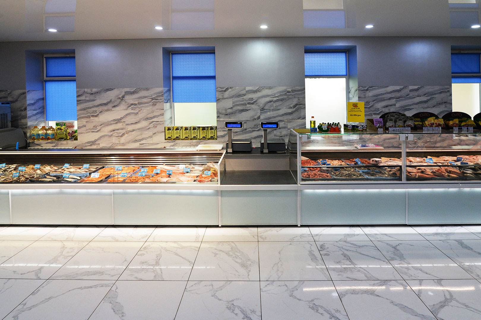 Low-temperature cabinets Missouri MC 120 LT PS 130-DLM, Missouri MC 120 LT self 086-DLM, neutral module Missouri NC 120 cash desk 085, Dary Morya market, Ukraine Low-temperature cabinets Missouri MC 120 LT PS 130-DLM, Missouri MC 120 LT self 086-DLM, neutral module Missouri NC 120 cash desk 085, Dary Morya market, Ukraine