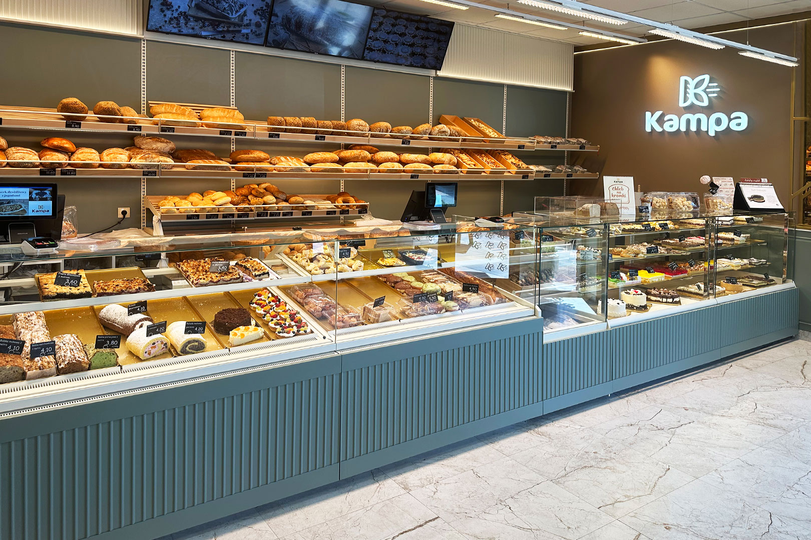 Line of counters for bakery and confectionery products Missouri 084 bakery, bakery Piekarnia Kampa, Poland Line of counters for bakery and confectionery products Missouri 084 bakery, bakery Piekarnia Kampa, Poland