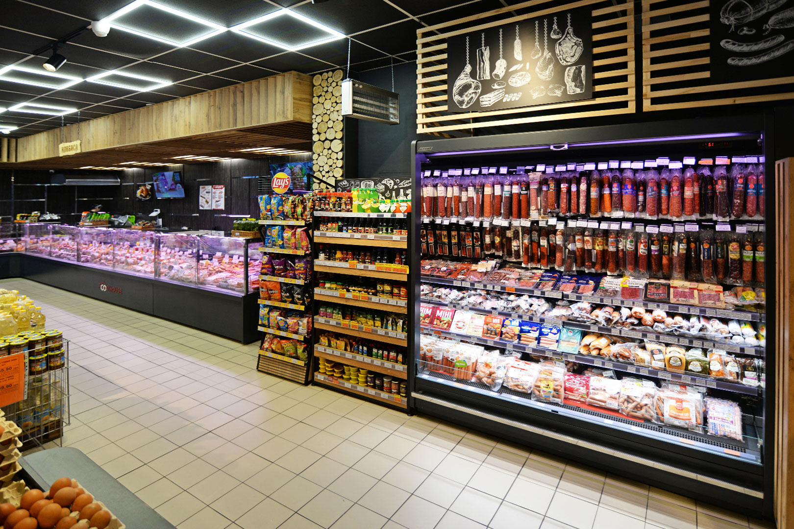 Refrigerated multideck cabinets Indiana 2 MV 070 MT O 205-DLM, refrigerated counters Missouri MC 120 deli PP 130-DBM, Food House convenience store, Ukraine Refrigerated multideck cabinets Indiana 2 MV 070 MT O 205-DLM, refrigerated counters Missouri MC 120 deli PP 130-DBM, Food House convenience store, Ukraine