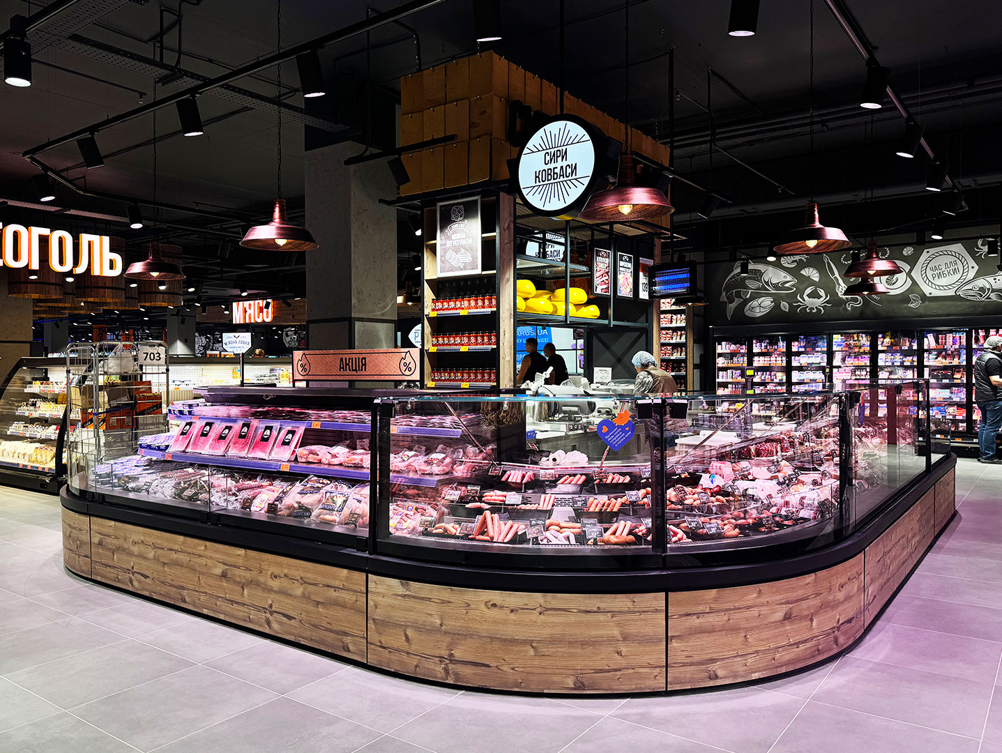 Refrigerated counters Missouri cold diamond MC 126 cascade self 130-DBM, Missouri cold diamond MC 126 deli PS 130-DBM, supermarket Varus, Ukraine Refrigerated counters Missouri cold diamond MC 126 cascade self 130-DBM, Missouri cold diamond MC 126 deli PS 130-DBM, supermarket Varus, Ukraine