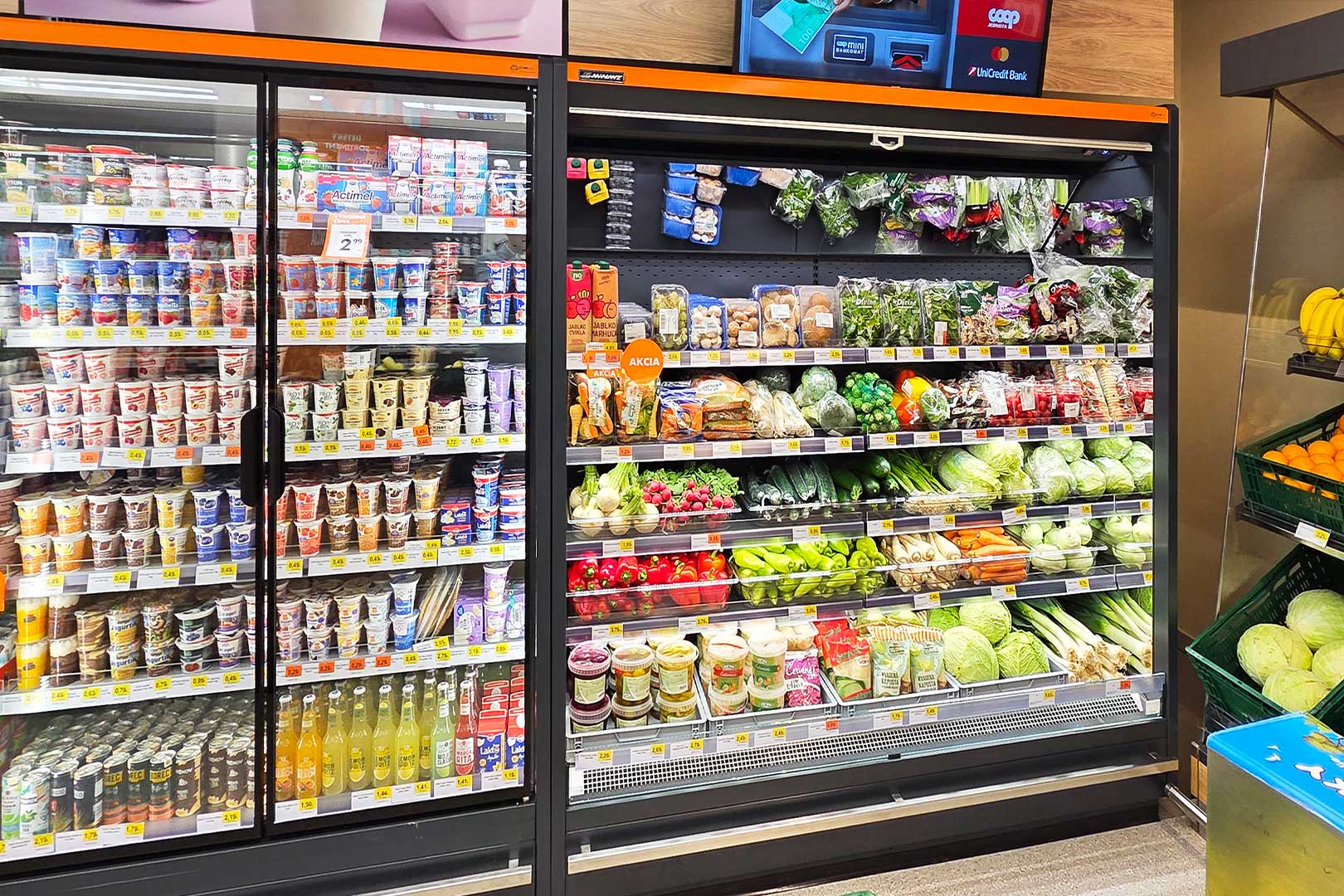 Multideck cabinets Indiana MV 080 MT O 205-DLM, Indiana MV 090 MT D 205-DLM, сonvenience store, Slovakia Multideck cabinets Indiana MV 080 MT O 205-DLM, Indiana MV 090 MT D 205-DLM, сonvenience store, Slovakia