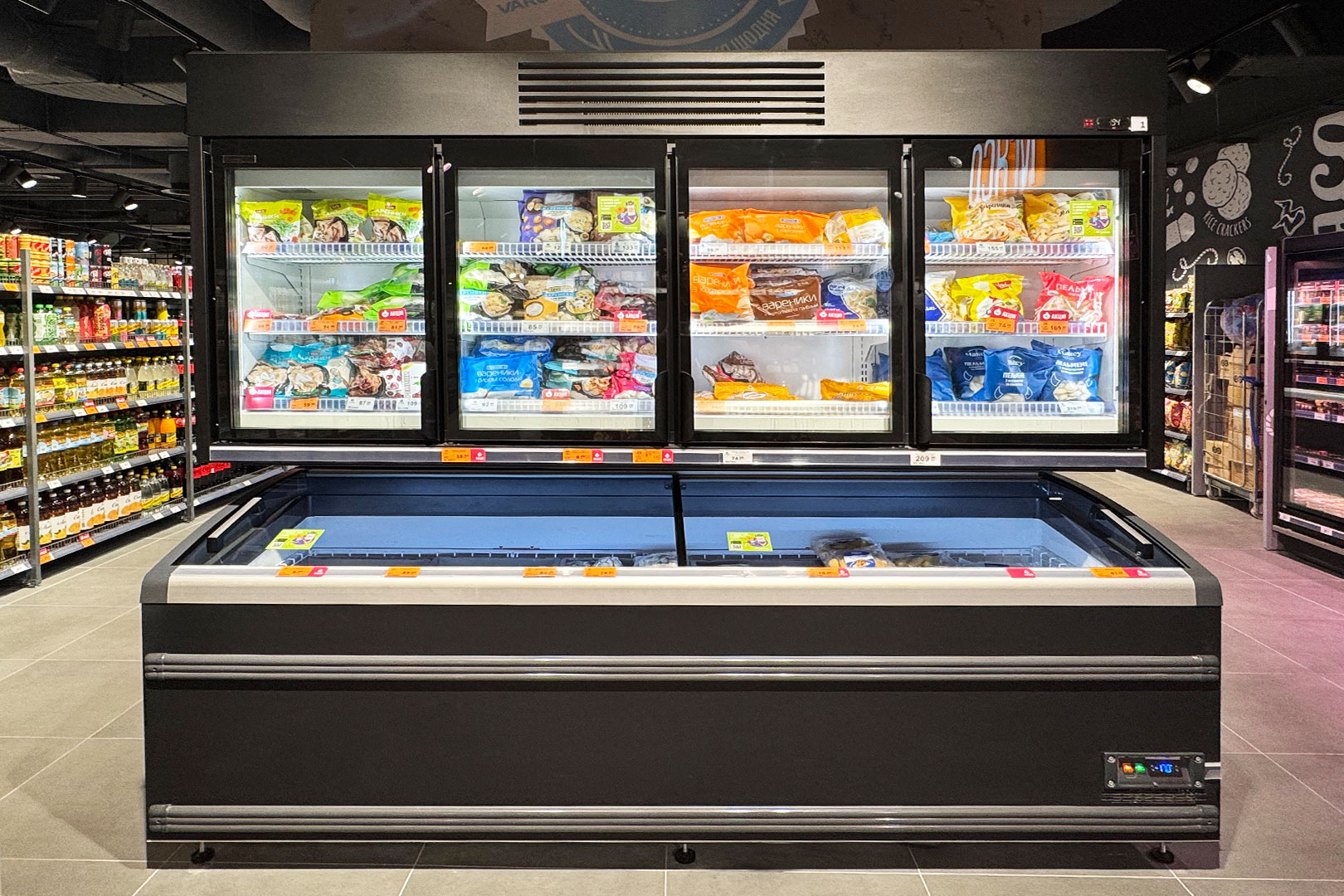 Low-temperature cabinets Kansas VAV 067 HLT D620A, Varus supermarket, Ukraine Low-temperature cabinets Kansas VAV 067 HLT D620A, Varus supermarket, Ukraine