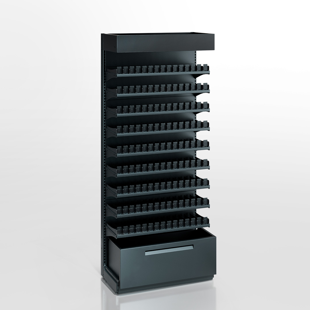 Wall-mounted shelving units for cigarettes Wall-mounted shelving units for cigarettes