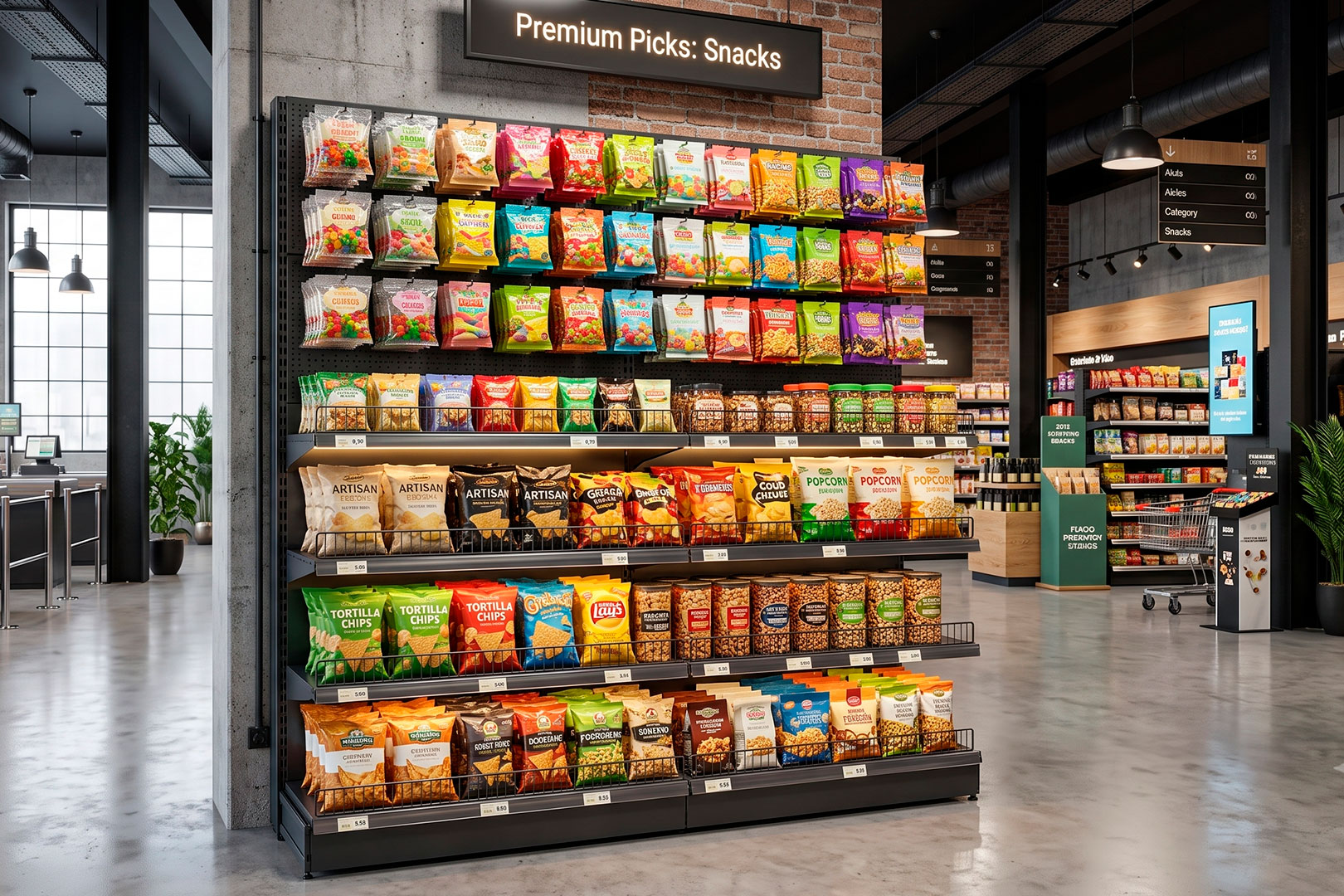 Wall shelving with perforated panels and hooks Wall shelving with perforated panels and hooks